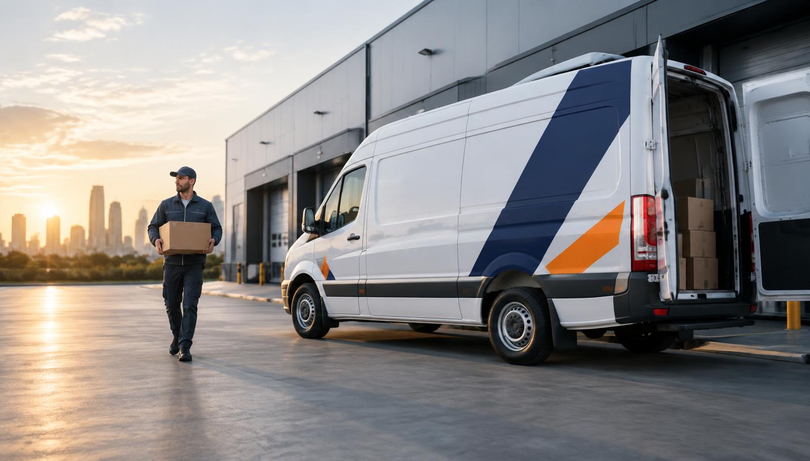 Elvaris Logistics driver beside a delivery van